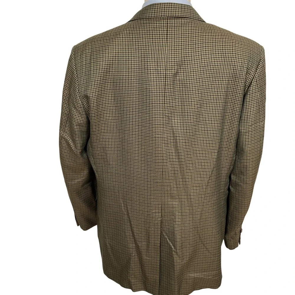 Hickey‎ Freeman Blazer Mens 44L Brown Gray Houndstooth Jacket Neimen Marcus